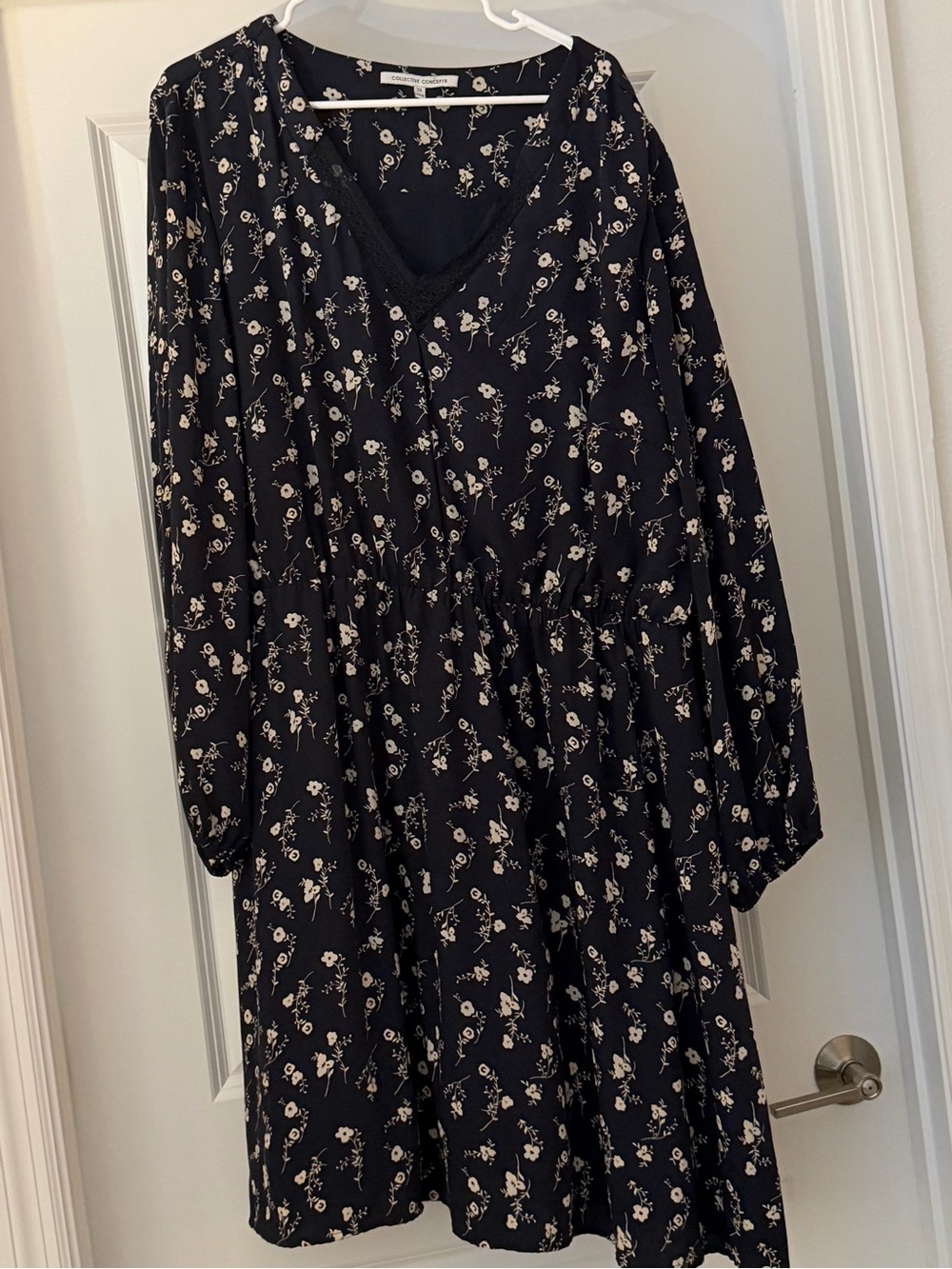 Collective Concepts Black Long Sleeve Floral Dress